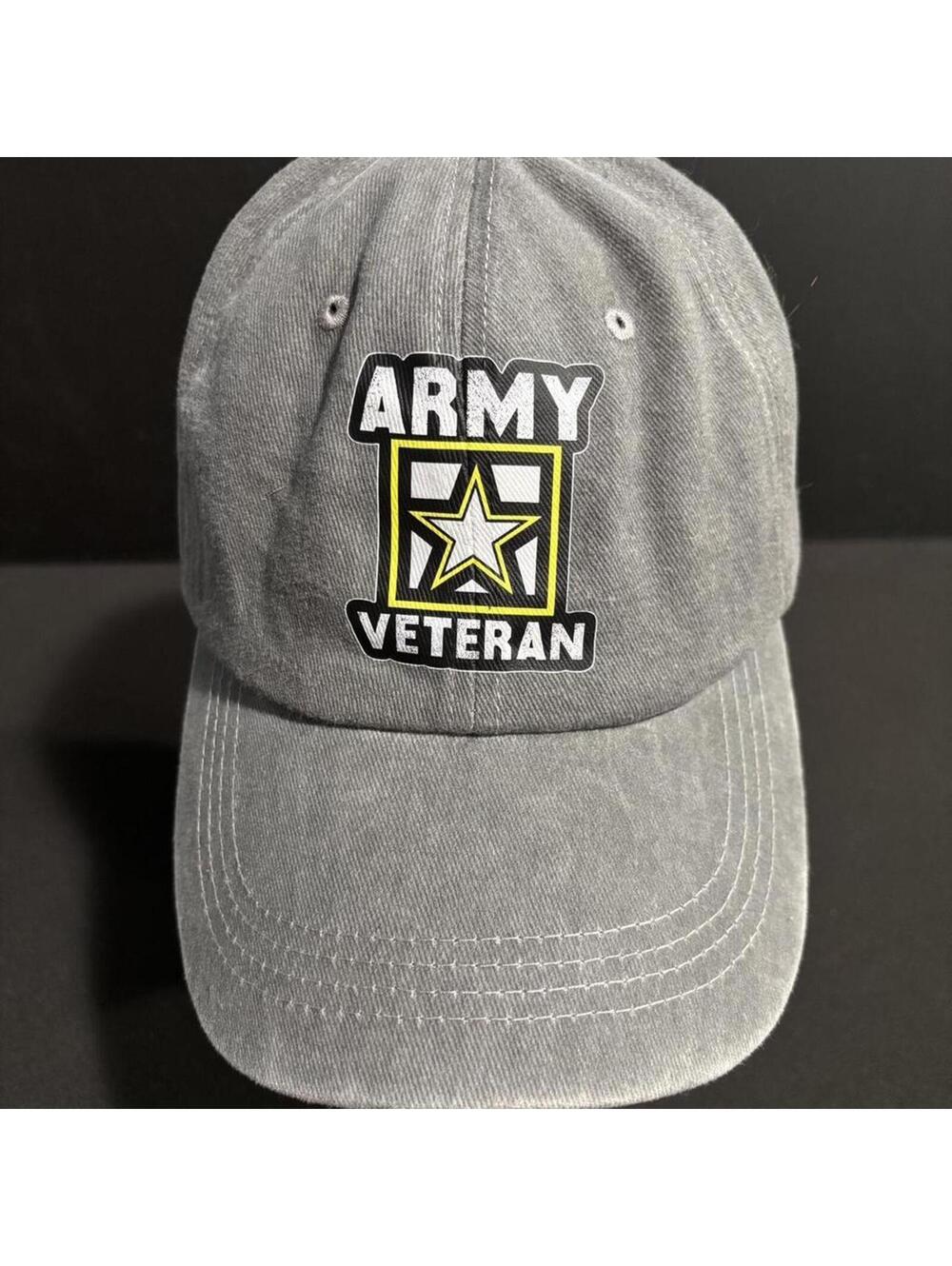Army Veteran Gray Adjustable Dad Hat Strapback